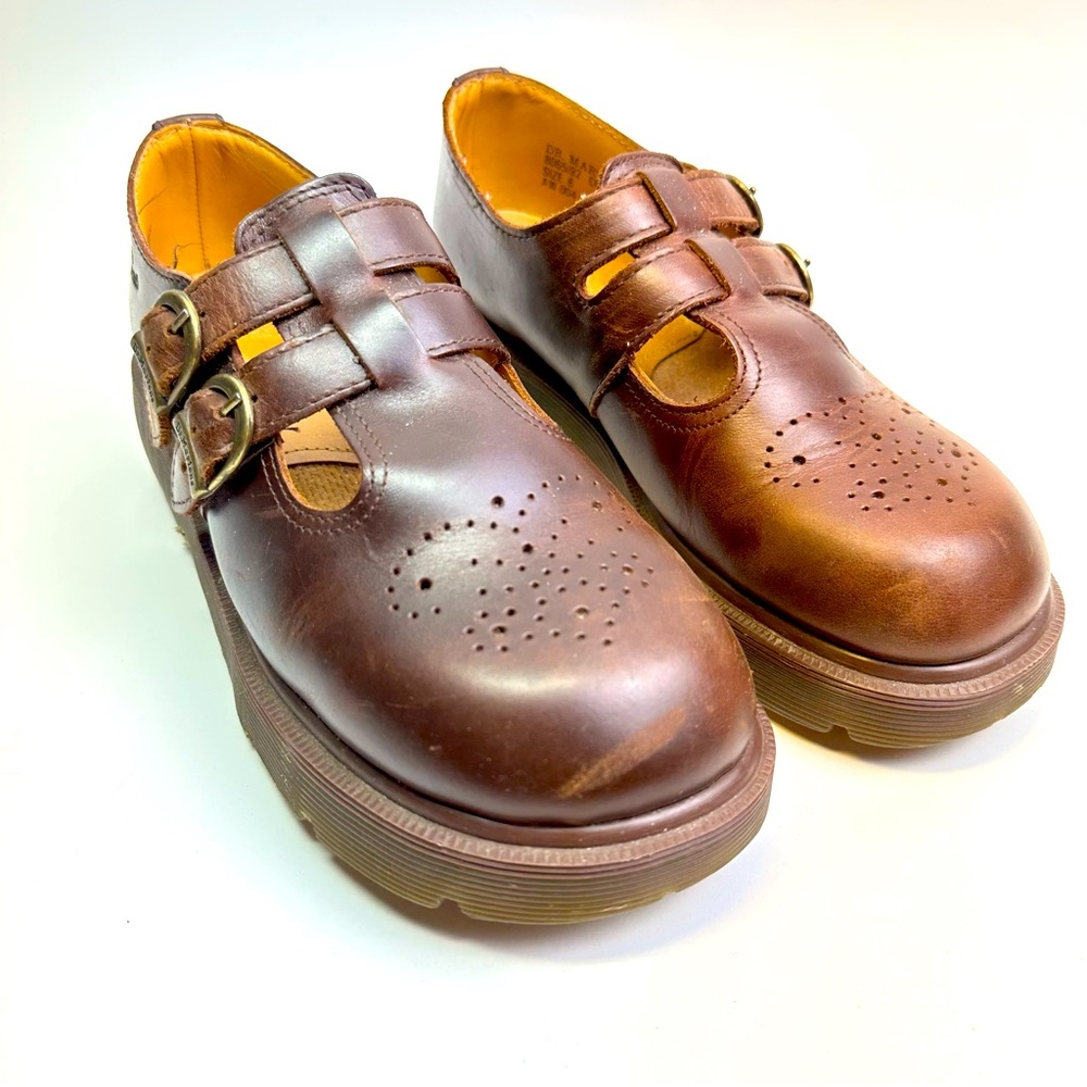 Vintage Dr. Martens Mary Jane 8065 Buckle Shoe Brown Leather Size 6 7